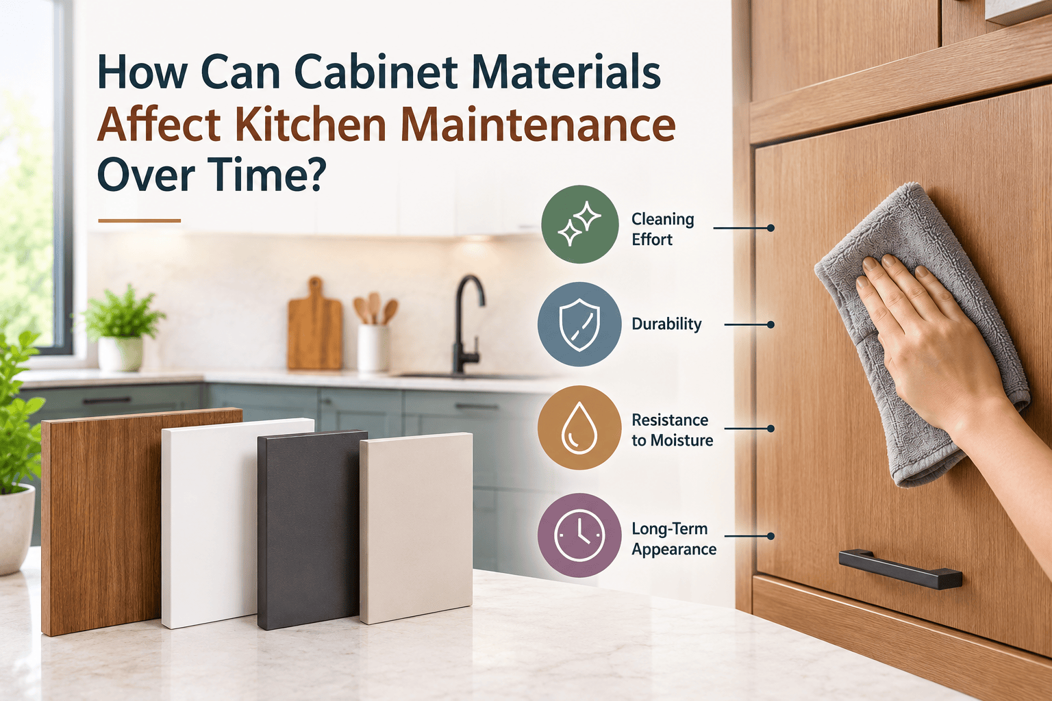 How Can Cabinet Materials Affect Kitchen Maintenance Over Time?